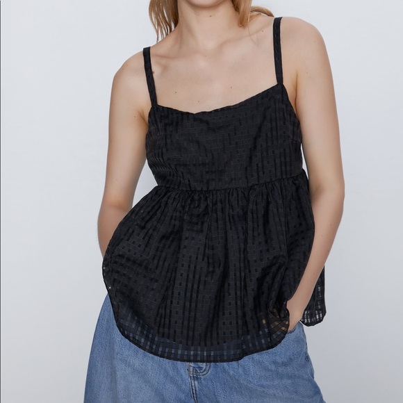Zara Black Babydoll top - Picture 1 of 3